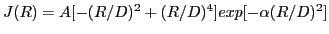 $J(R)= A [-(R/D)^2+(R/D)^4]exp[-\alpha (R/D)^2]$