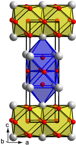 The crystal structure of ThPt2White spheres: Th; red spheres: Pt