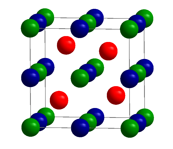 Figure 1: Half-Heusler structure with general composition XYZ (C1b or MgAgAs structure type) crystallizing in the cubic space group F43m (216)).