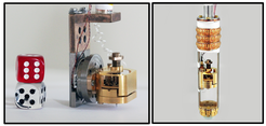 The dilatometer for a dilution refrigerator (left) and for a PPMS (right). This dilatometer enables to measure changes in length of appromimately 0.02Ȧ, (one hundred times smaller than the separations of the atoms in a typical crystal) at temperatures between 300 and 0.03 K and magnetic fields as high as 30 T.