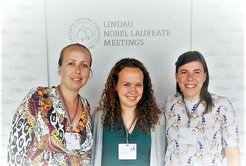 MPI CPfS delegates to the 69th Lindau Nobel Laureate meeting. Left to right: Dr. Eteri Svanidze, Philippa McGuinness, Dr. Maja Bachmann.