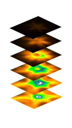 Series constant energy maps of magnetic doped topological insulator, acquired with hν = 21.2 eV (He-I α) photon.