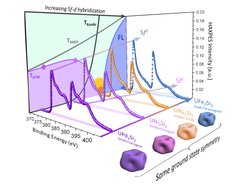 Hard X-ray photoemission spectroscopy reveals different 5f3 (delocalized) and 5f2 (localized)contributions along the UM2Si2 series (M=Pd, Ni, Ru, Fe). This reflects different degrees of f-d hybridization and allows to position the four compounds on the phase diagram.