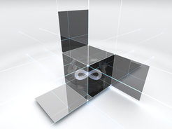 An artistic interpretation of “Topology is everywhere”. Mobius strips are visible from all angles of the cube above, representing the ubiquity of topological phases in solid-state materials.