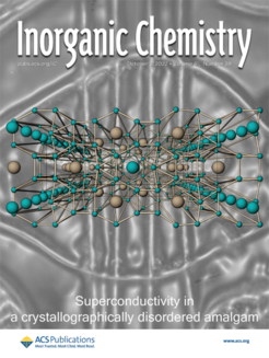 Cover of Inorganic Chemistry Oct. 2022, Vol. 61 (39) with the crystal strcture of LaHg6.4